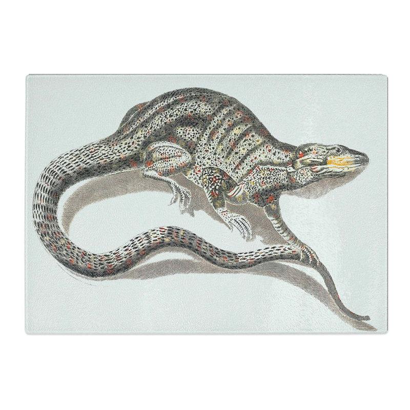Tempered Glass a Lizard Chopping Board, 39 cm W x 28.5 cm L