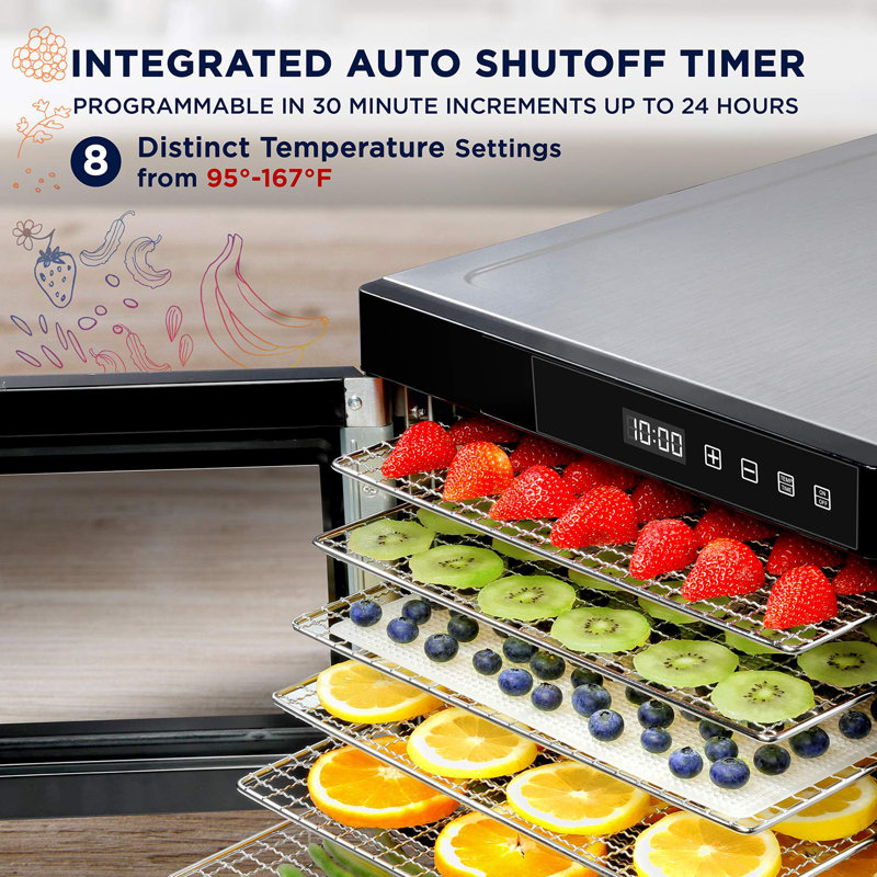 Ivation 6 Tray Stainless Steel Food Dehydrator with Timer
