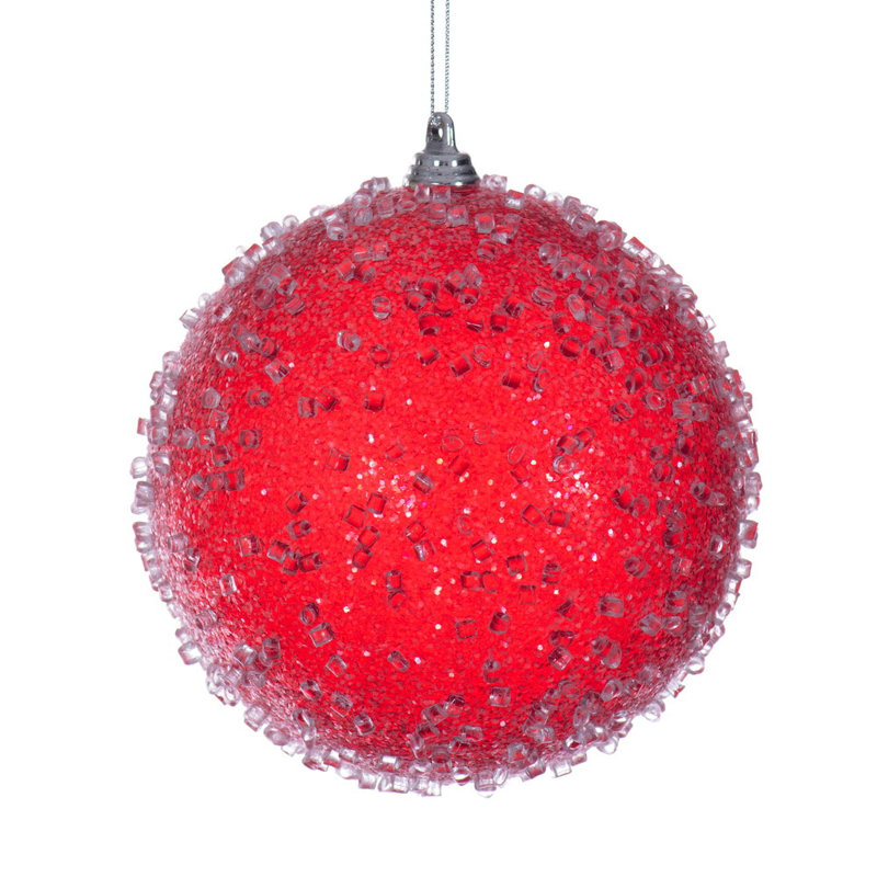  Boule à sucre 4,75 "bleu glacé. Comprend 3 ornements par sac., Rouge