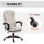 Chaise de bureau à 7 points de massage vibrante avec roues pivotantes, beige-357582909