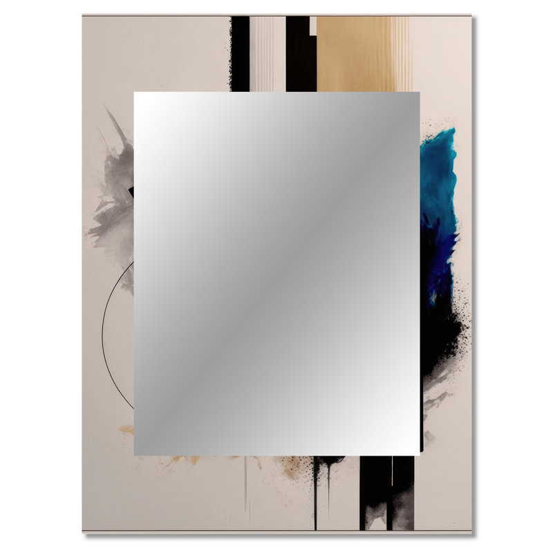 Blue Minimalist Abstract III - Minimalism Large Mirror, Modern Decorative Wall Mirror, Printed Metal Art, 40" x 30"