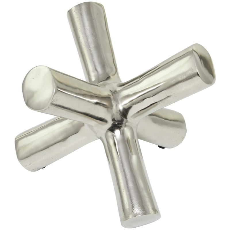 Sculpture en aluminium et aluminium Jack, Argent, H 8,6 po x l 10,45 po x P 10,45 po