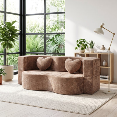 Una Heart-Shaped Cheese Bed Convertible Sofa with High-Density Sponge