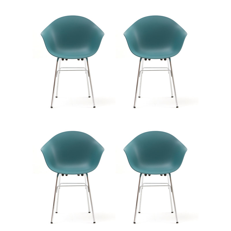 TA Armchair (Set of 4), Ocean Blue/Chrome