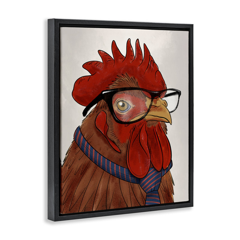 Coq tendance avec cadre flottant à nouer, design par Marcus Prime, Cadre flottant noir de jais, H 21 po x l 17 po