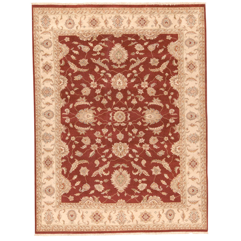 Tapis rouge et beige noué à la main de haute qualité