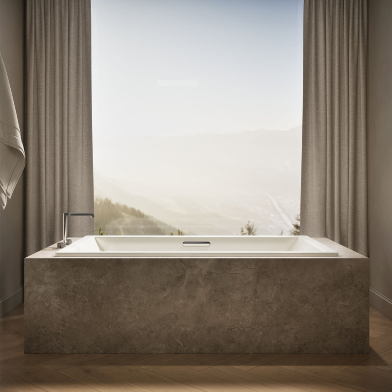 Underscore 60" x 32" Drop In Soaking Acrylic Bathtub, Biscuit, 23" H x 42" W x 72" D