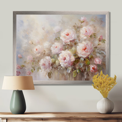 «Pink Roses Farmhouse Charm - Roses, art sur toile