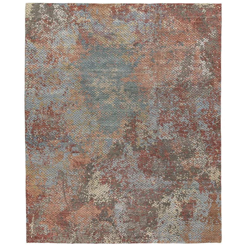 Foundry Abstract Area Rug in Blue/Red/Brown, Rectangle 12' x 16'
