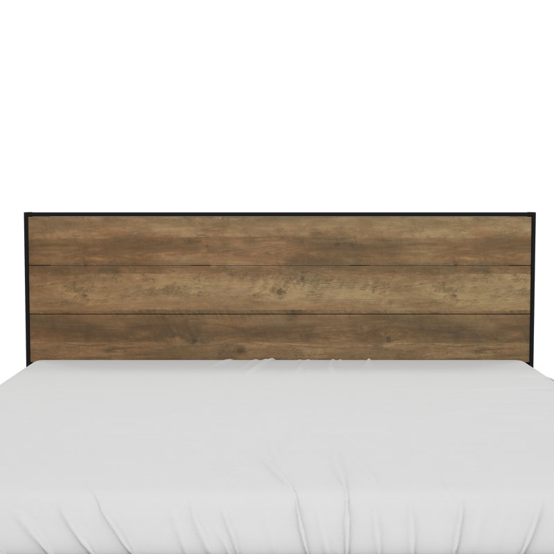 Allyannah Levison Platform Bed With Headboard, King, Black/Knotty Oak