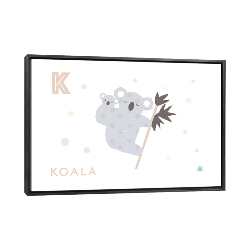 Koala - reproduction d'impression, Toile avec cadre noir patiné, Pas de tapis, H 18 po x l 26 po x P 1,5 po