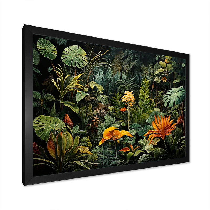 Sounds of the Jungle I - Jungle, art mural encadré, Cadre simple noir, H 24 po x l 32 po x P 1 po