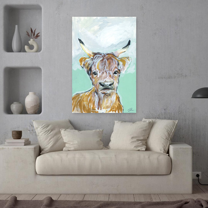 Portrait de vache Longhorn, H 36 po x l 24 po