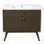 Meuble-lavabo rayé de luxe 36 po, double rangement à fermeture en douceur et lavabo en céramique de qualité supérieure