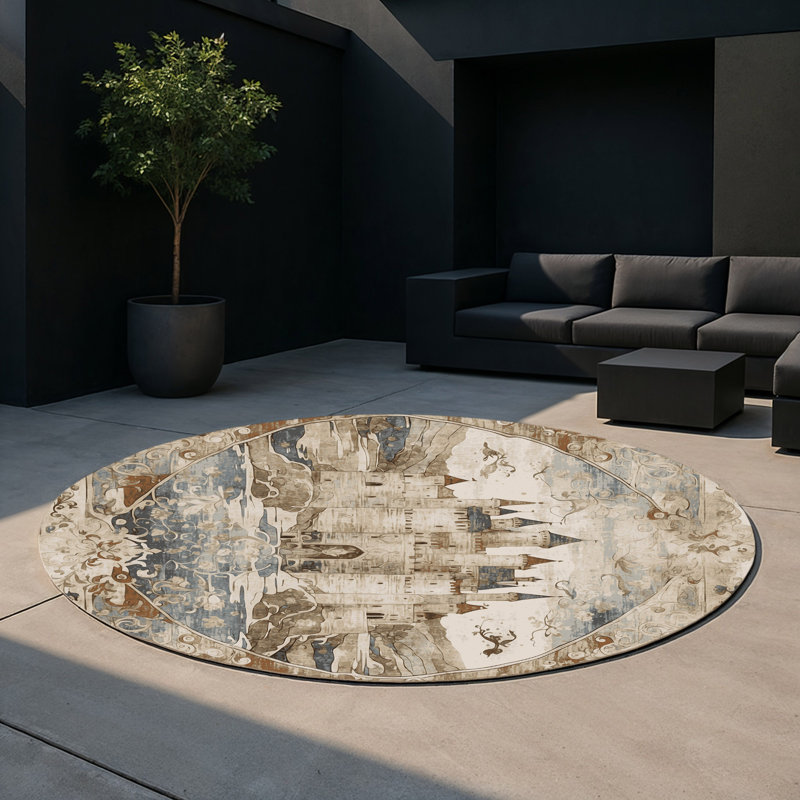 Tapis intérieur et extérieur Mystic Ramparts, Rond 5 pi