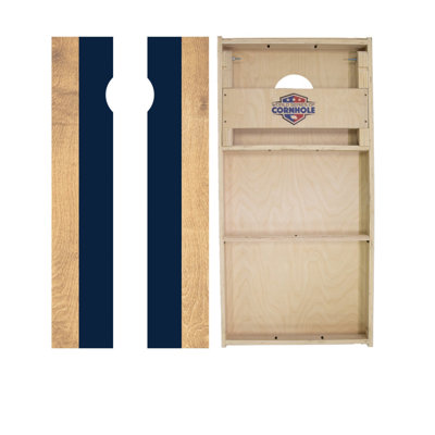 Navy and White Classic Stripes 2x4 Cornhole Board Set | Includes (2) Boards (8) Bags & Optional Accessories
