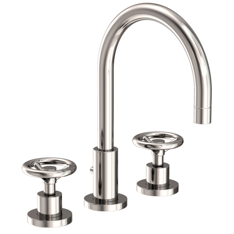 Slater Widespread Bathroom Faucet with Drain Assembly, Polished Nickel