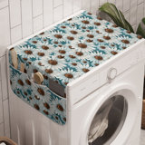 East Urban Home Floral Washing Machine Organizer Pack of 2 47" x 18.5" Cadet Blue and Off White