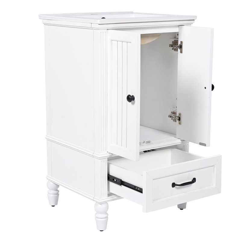 Ensemble de meuble-lavabo moderne 20 po avec lavabo en céramique Valehurst, Blanc