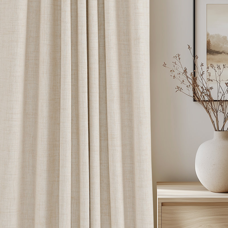 100% Blackout Curtains, 52 Inches Wide, Thermal Insulated, Back Tab Style (Set of 2), Cream, 52" W x 63" L