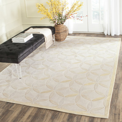 Stanwell Hand Knotted Viscose/Wool/Cotton Geometric Rug in Yellow