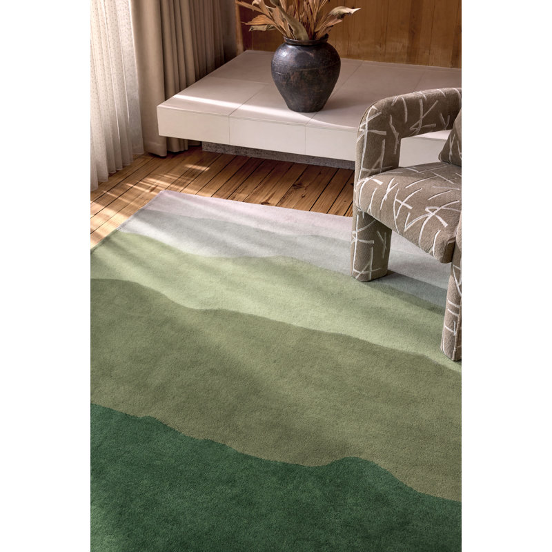 Sedimentary Handmade Wool Abstract Area Rug, Pine, Rectangle 6'7 x 9'2