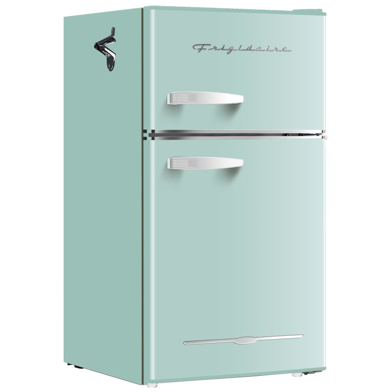 Frigidaire 3.1 Cu. Ft. Retro Compact Fridge Freezer Combo, 2-Door Refrigerator with Built-in Bottle Opener, Mint