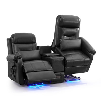 Fauteuil inclinable Power Lift, fauteuil double avec massage et chaleur, canapé inclinable pour 2 personnes avec lumière DEL, télécommande, port USB et de type C