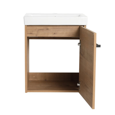 18'' Floating Wall-Mounted Bathroom Vanity With Ceramic Sink & Soft-Close Cabinet Door, For Small Bathroom