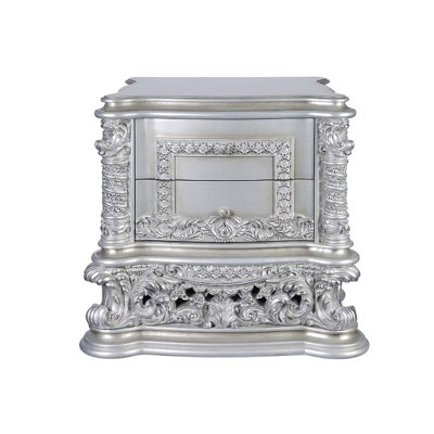 Valkyrie Nightstand, Antique Platinum Finish