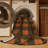 Machine Washable Checkered Brown Area Rug-1395900173