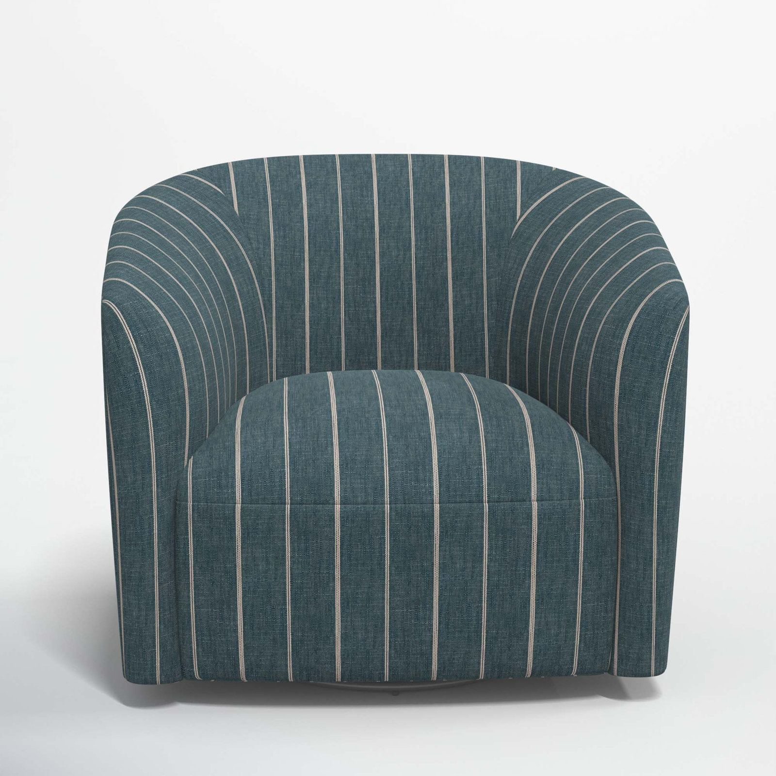 Marita Swivel Barrel Chair, Fritz Indigo Stripe