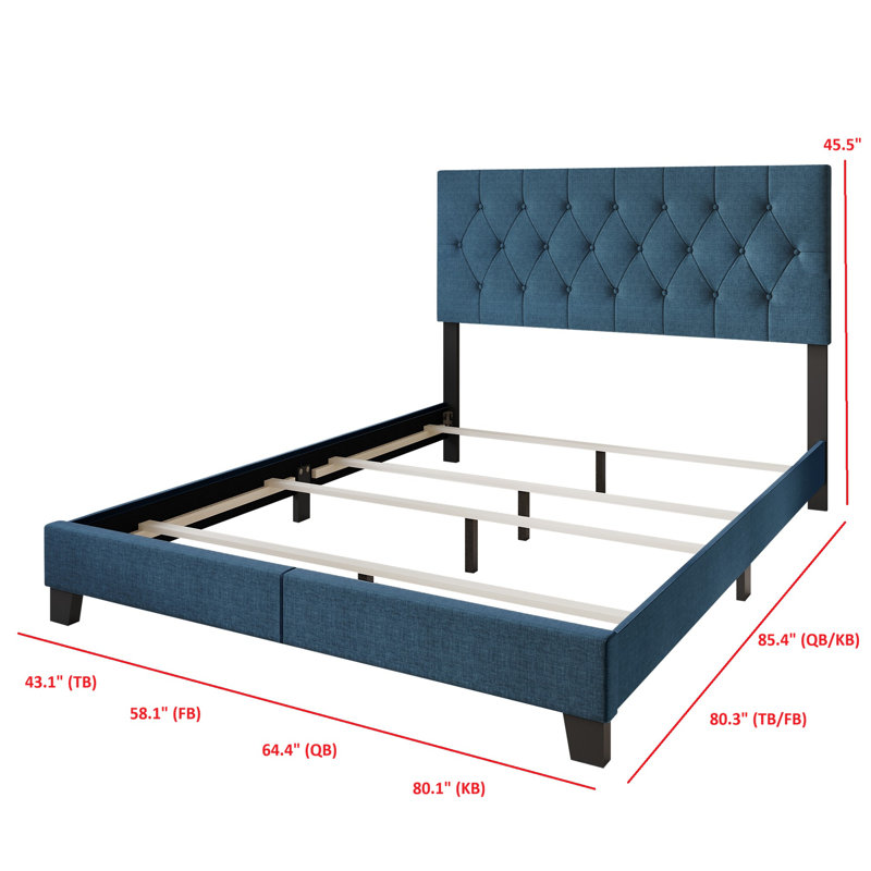 Ambrey Upholstered Standard Bed, Twin, Denim Blue