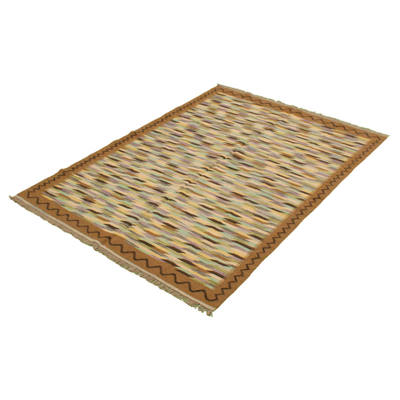 Tapis décoratif en laine de conception unique noué à la main new age anatolian ivoire 5 pi 6 po x 8 pi
