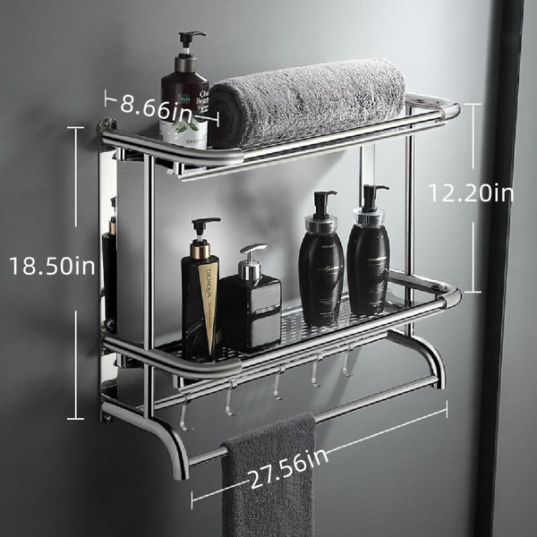 Rebrilliant Stainless Adhesive Shower Caddy with Hooks & Reviews