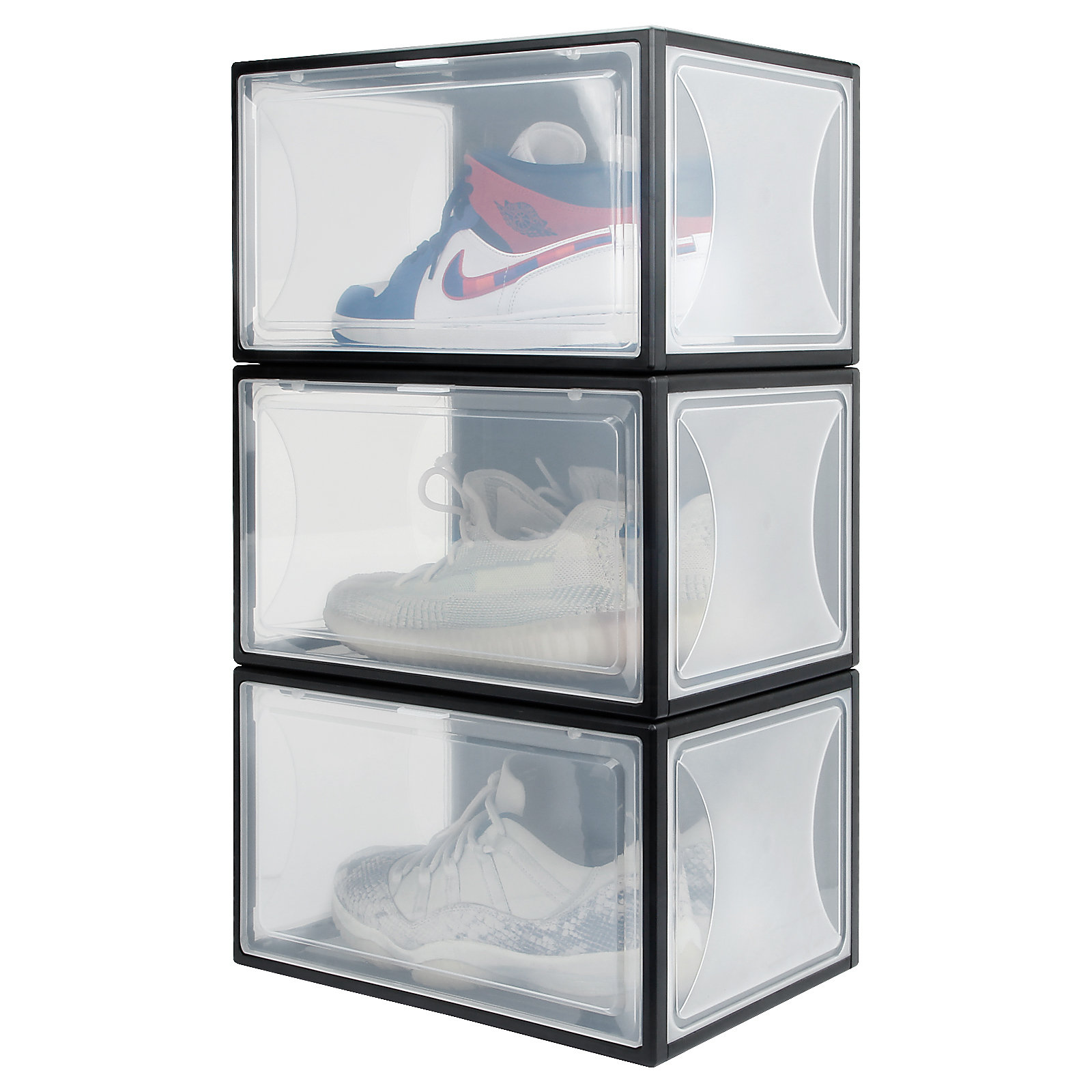 Rebrilliant Shoe Box Pack Of 3 Drawer Type Storage Organizer Stackable ...