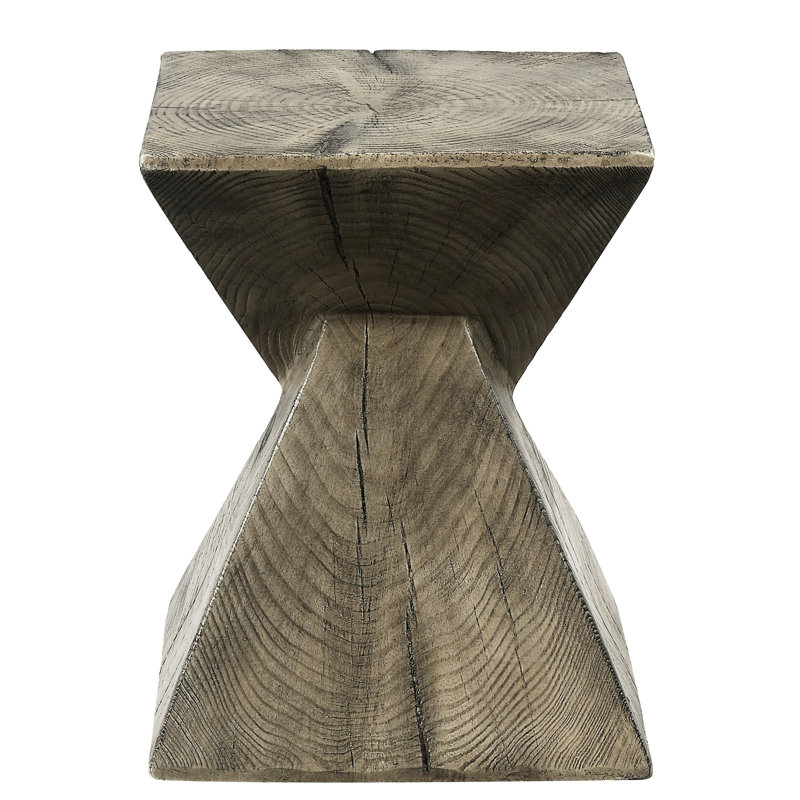 Fiber Concrete And Cement Weathered Oak Finish Accent Table With Natural Style Attraction, 13X13x17 Inches Dimensions, 20 Lbs Weight, 40 Load, No Assembly Needed In Design, Weight Capacity,