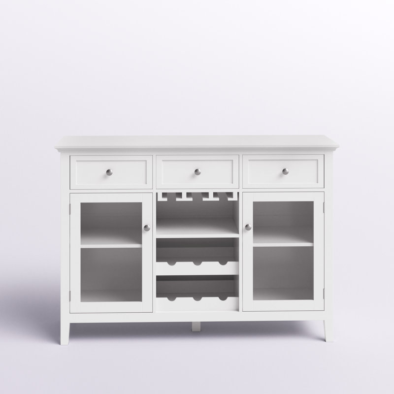 White Glass Door Kitchen Sideboard Buffet Cabinet with Wine Storage