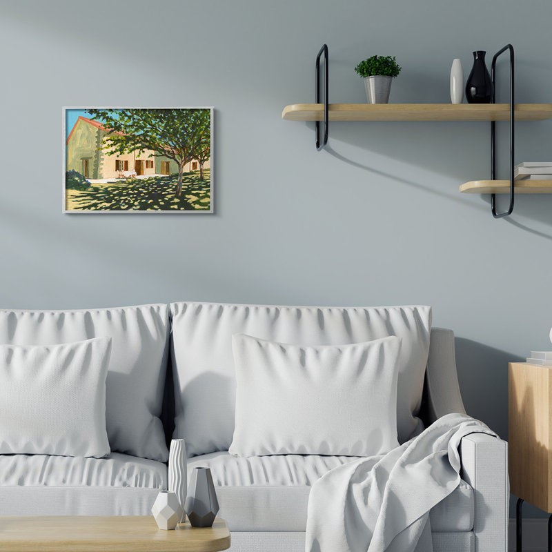 "Countryside Home Garden Landscape Tree Shade" par Bart E. Slyp - reproduction d'art sur toile, H 16 po x l 20 po