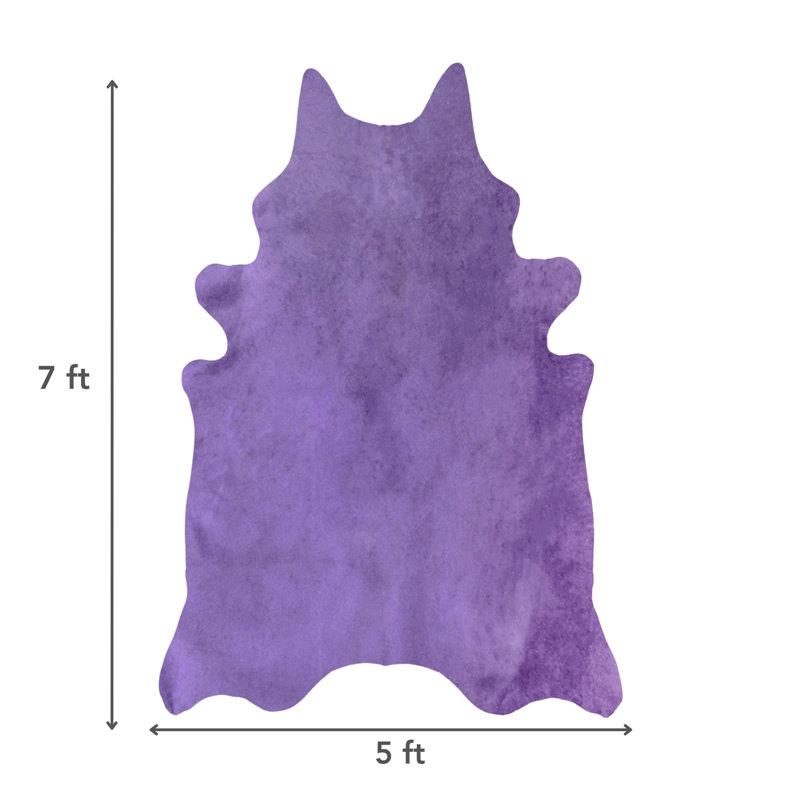 Tapis mauve en cuir de vache fait à la main Plainsboro, 5 pi x 7 pi
