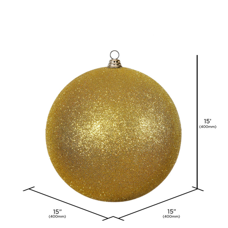 Ornements en boule, H 15,75 po x l 15,75 po x P 15,75 po, Paillettes or antique