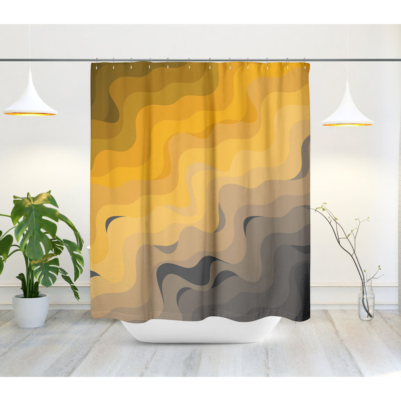 Rideau de douche Chacha Waves, Moutarde