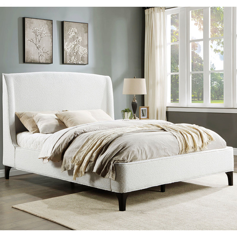 Modern Design Platform Bed, Upholstered Wingback Bed