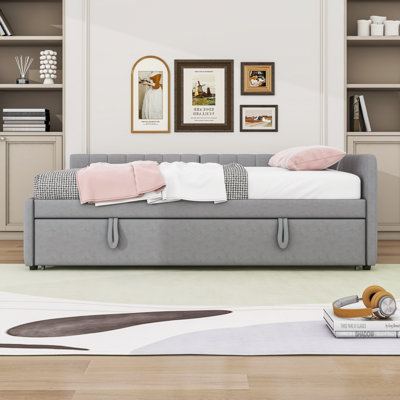 Full Upholstered Daybed with Pop-Up Trundle