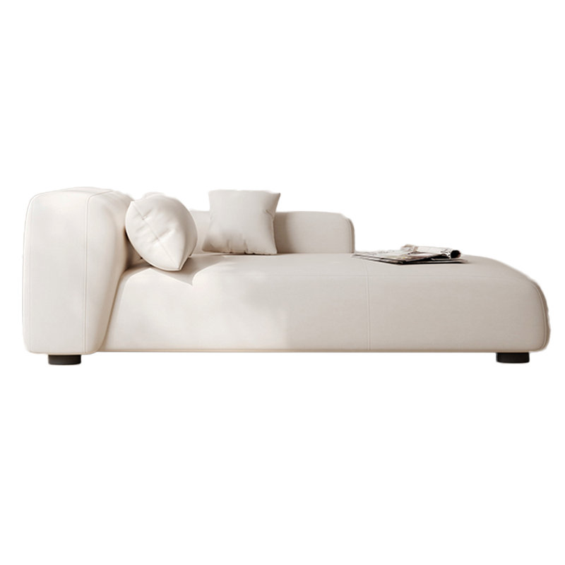 Méridiennes intérieures luxueuses à assise large Light, Similicuir beige, Chaise longue à accoudoir gauche