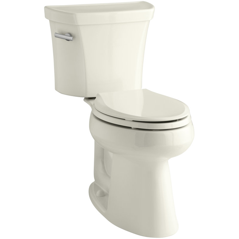 Toilette allongée deux pièces écoénergétique 1,28 GPF Highline (siège non inclus), Biscuit, 10", Côté gauche