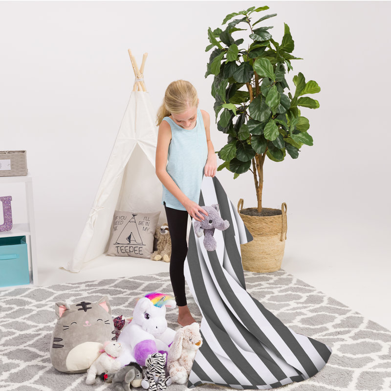 Bean Bag Cover, 200L - Large, Canvas Stripes Gray and White