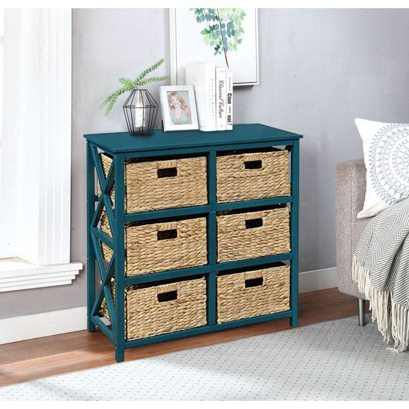 Moise Solid Wood 6 - Drawer Storage Cabinet, Teal
