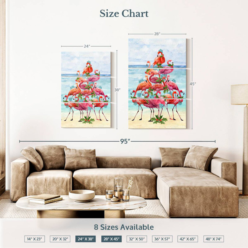 Brampt Coastal Christmas Flamingos II, 38" H x 24" W