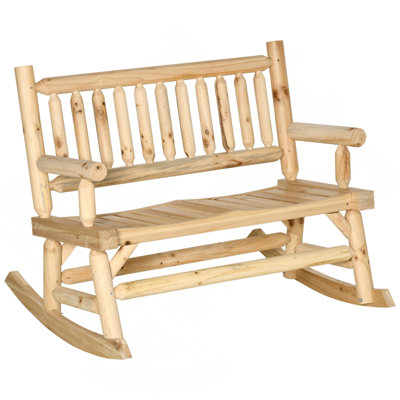 Chaise berçante en bois pour 2 personnes Outsunny